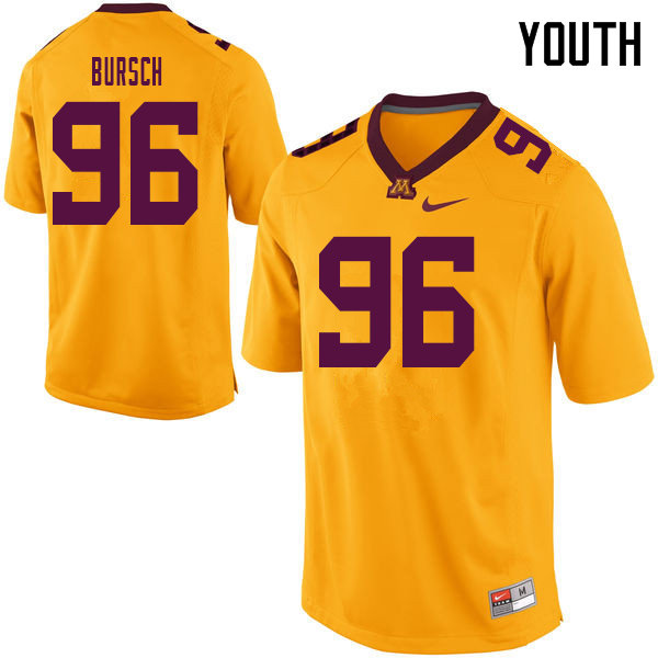 Youth #96 Nathan Bursch Minnesota Golden Gophers College Football Jerseys Sale-Yellow - Click Image to Close